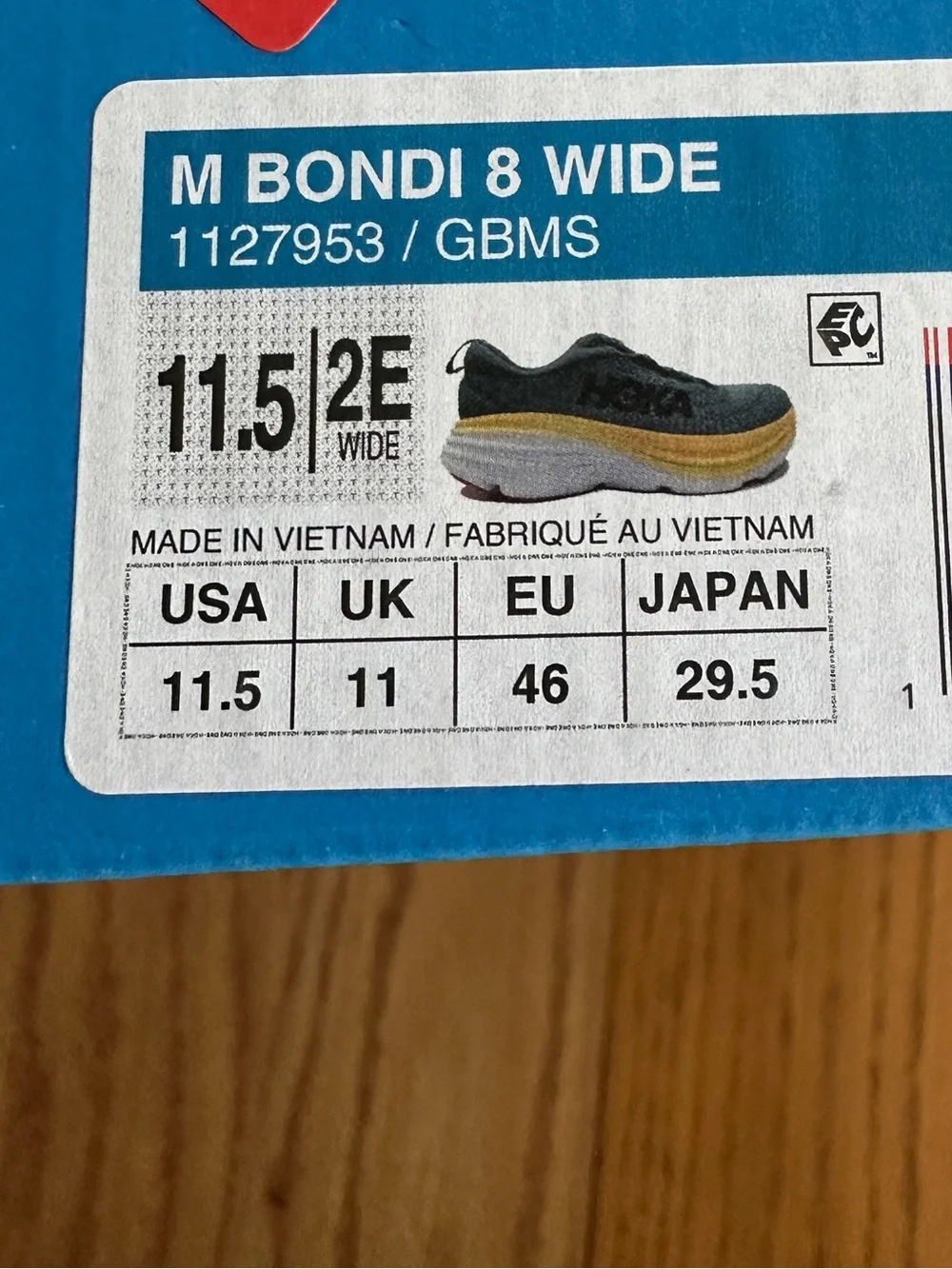 HOKA Men’s Bondi 8 Wide Size 11.5